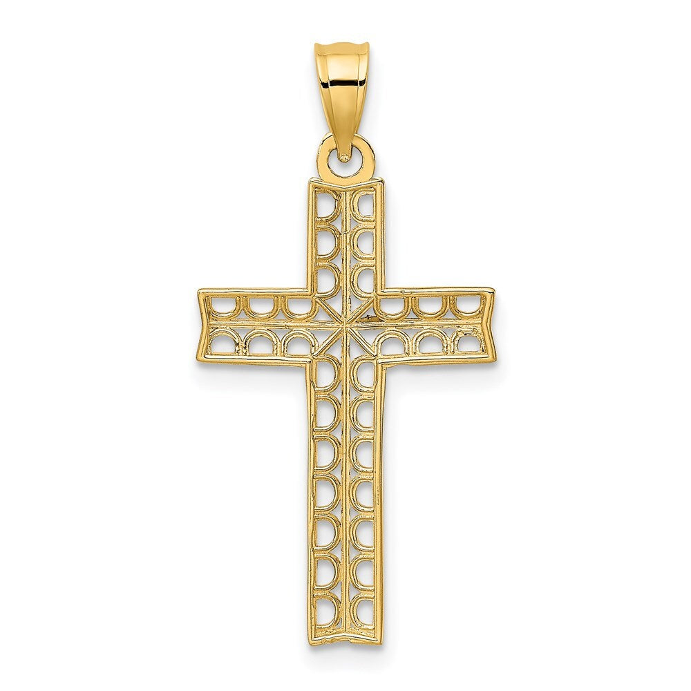 14k Yellow Gold  Rhodium Cross Charm Pendant for Women
