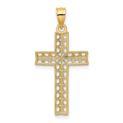 14k Yellow Gold  Rhodium Cross Charm Pendant for Women