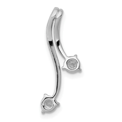 14k White Gold 1/10ct. Diamond Double Curved Lines Chain Slide Pendant for Women