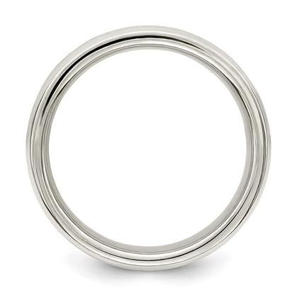 Sterling Silver 6mm Polished Flat Grooved Fancy Band Size 12