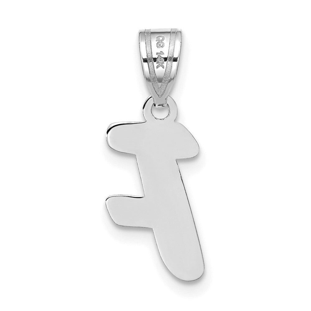 14k White Gold Polished Script Letter F Initial Pendant for Women