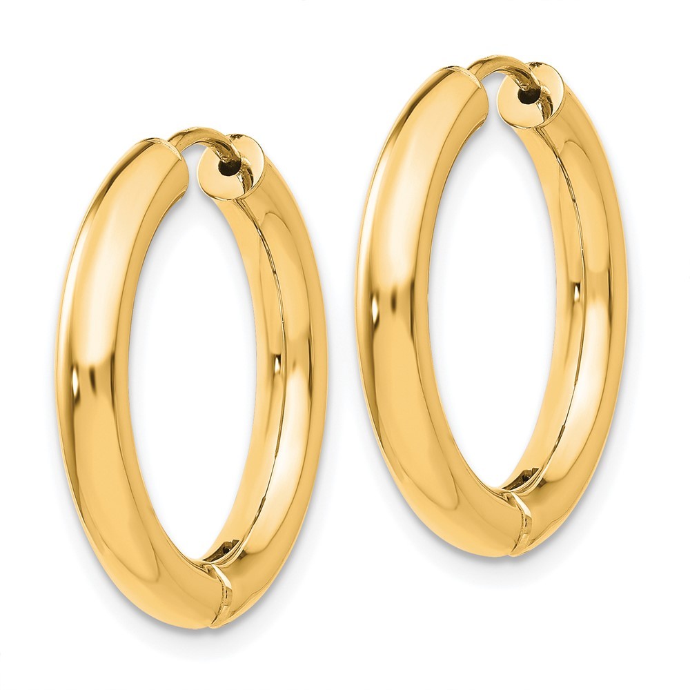 14k Yellow Gold Polished Hinged Hoop Earrings