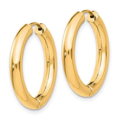 14k Yellow Gold Polished Hinged Hoop Earrings