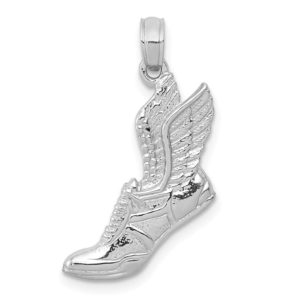 14k White Gold Polished Running Shoe Pendant for Women