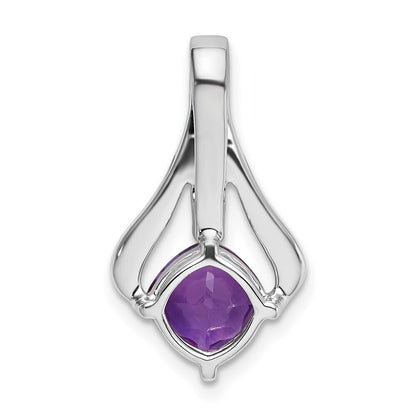 14k White Gold Amethyst and Diamond Pendant for Women