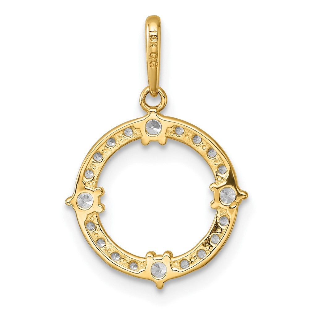 14k Yellow Gold Polished CZ Open Circle Pendant