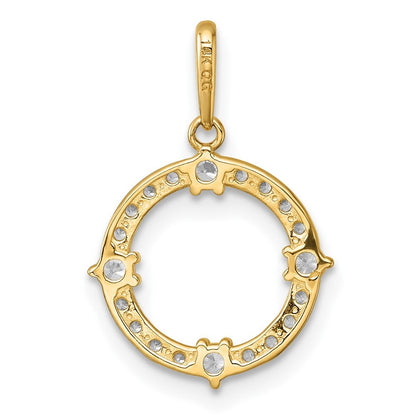 14k Yellow Gold Polished CZ Open Circle Pendant