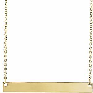 14k Yellow Gold 30x3.5 mm Engravable Bar Pendant Necklace 18"