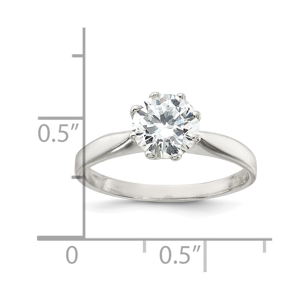 Sterling Silver Polished Cubic Zirconia Ring Size 6