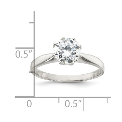 Sterling Silver Polished Cubic Zirconia Ring Size 6