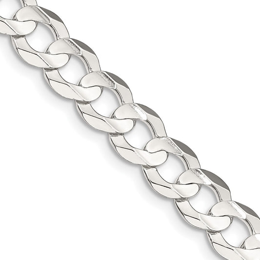 Sterling Silver 7.8mm Concave Beveled Curb Chain Necklace