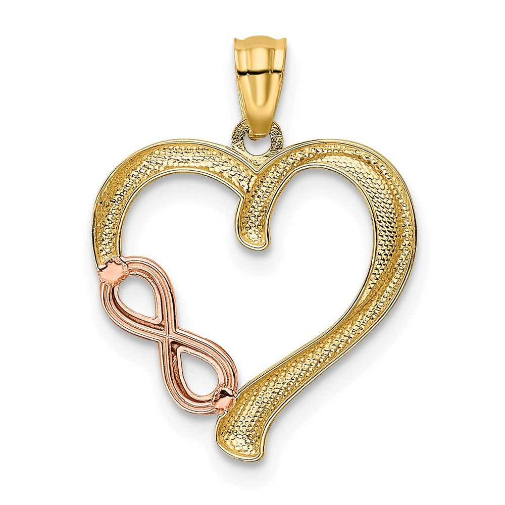 14K Two-Tone Gold Polished Infinity Heart Pendant