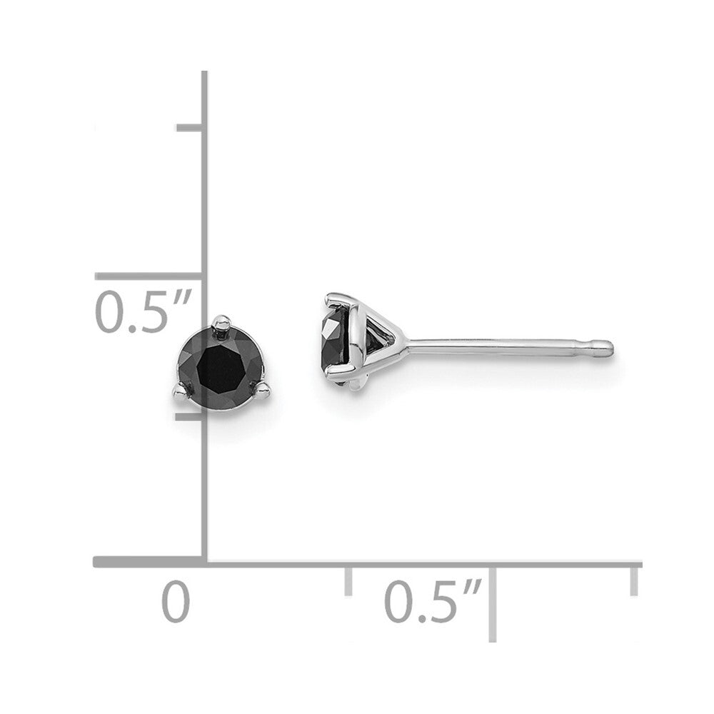 14k White Gold 1/2ct Black Diamond Stud Earrings Gift for Women