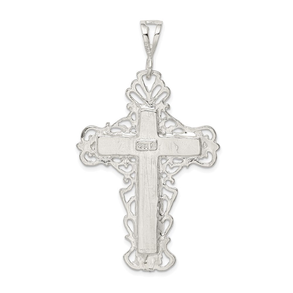 Sterling Silver Diamond-Cut Crucifix Pendant Holiday Gift for Women