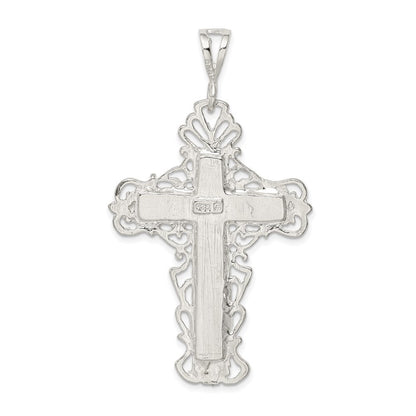 Sterling Silver Diamond-Cut Crucifix Pendant Holiday Gift for Women