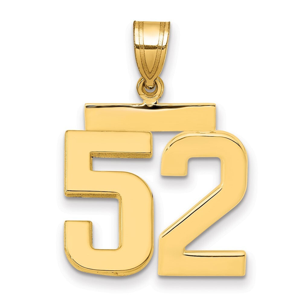 14k Yellow Gold Medium Polished Number 52 Charm Pendant for Women