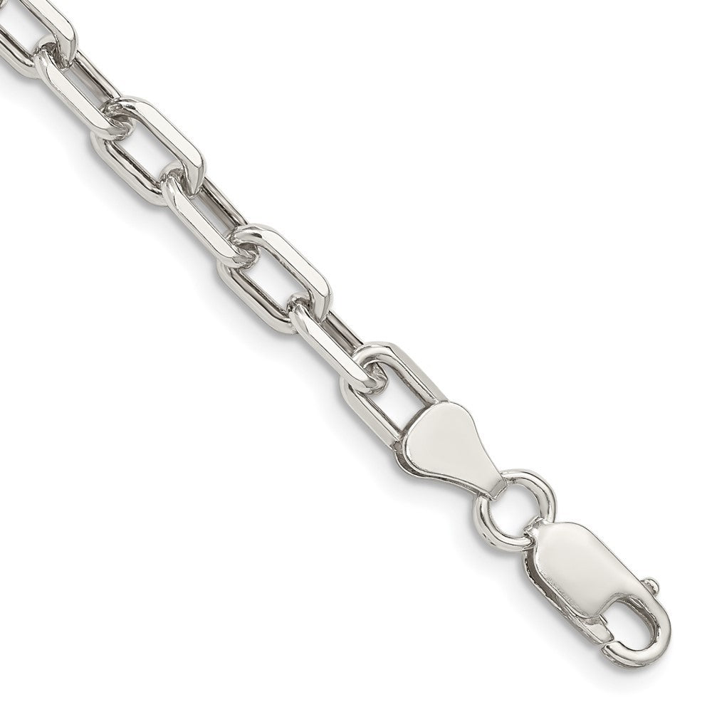 Sterling Silver 5.75mm Diamond-cut Long Link Cable Chain Bracelet