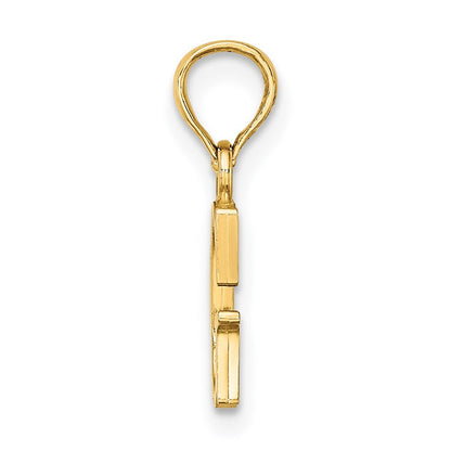 14k Yellow Gold Polished Block Letter G Initial Pendant for Women