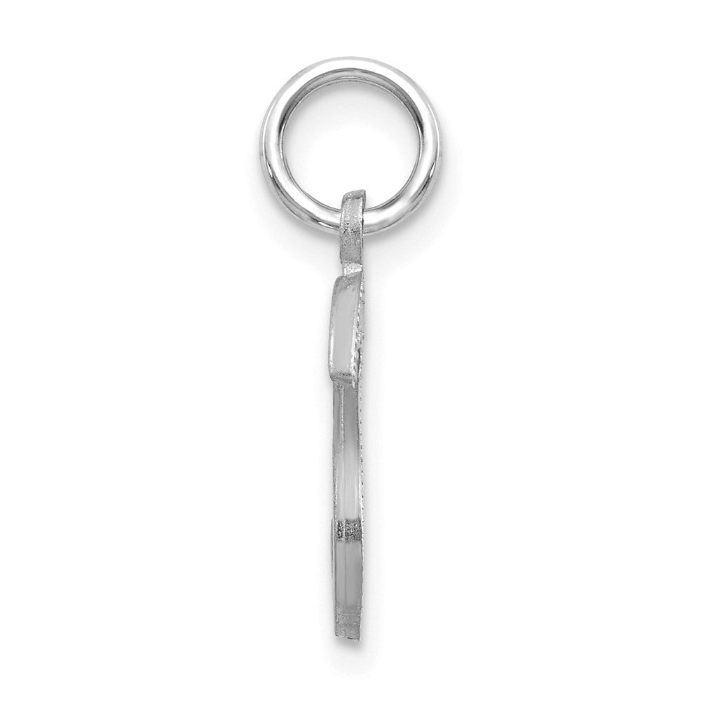 14k White Gold Satin Diamond-cut Letter S Initial Charm Pendant for Women