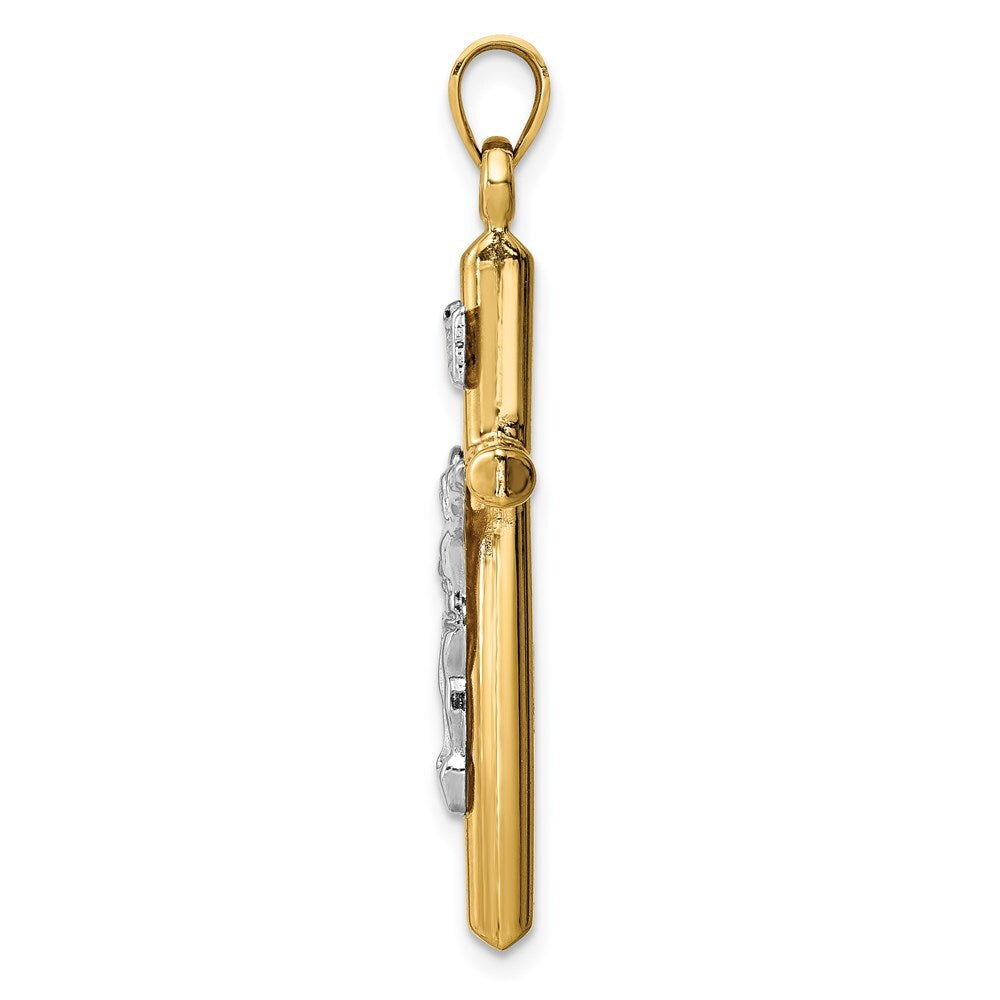 14k Two-tone Gold Hollow Crucifix Pendant for Women
