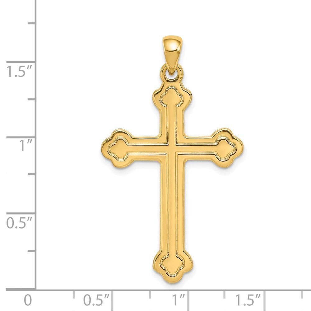 14k Yellow Gold Budded Cross Pendant for Women