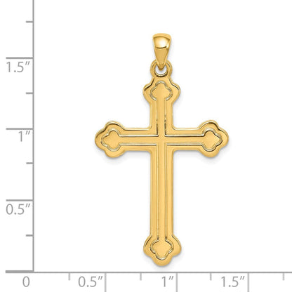 14k Yellow Gold Budded Cross Pendant for Women