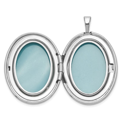 Sterling Silver Front Brushed Back Diamond-cut Floral Design 20mm Oval Locket