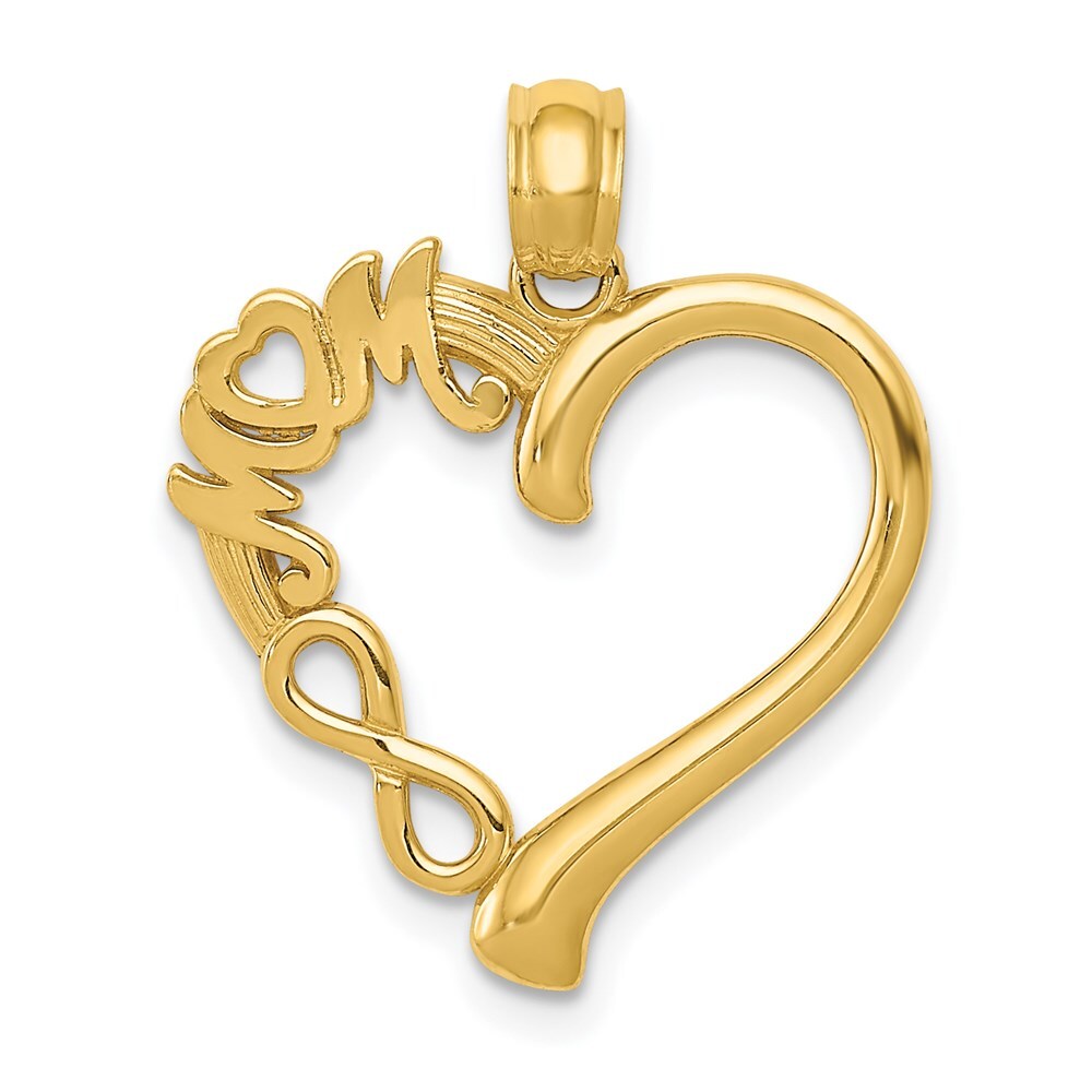 14k Yellow Gold Polished MOM in Heart Infinity Symbol Pendant for Women