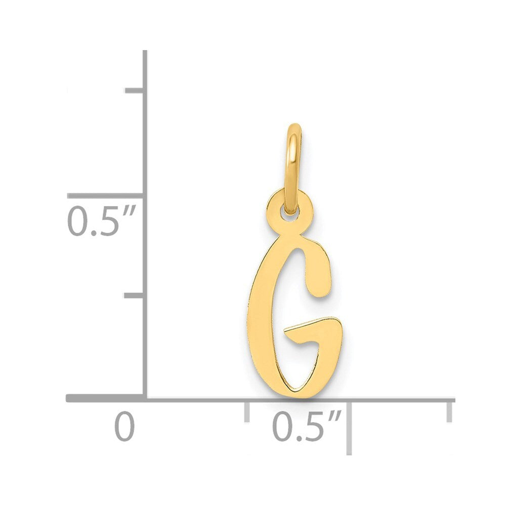 14k Yellow Gold Small Slanted Block Letter G Initial Charm Pendant for Women