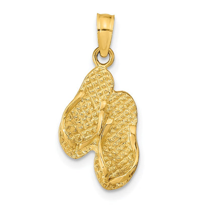 14k Yellow Gold ST. GEORGE ISLAND Reversible Flip Flops Pendant for Women