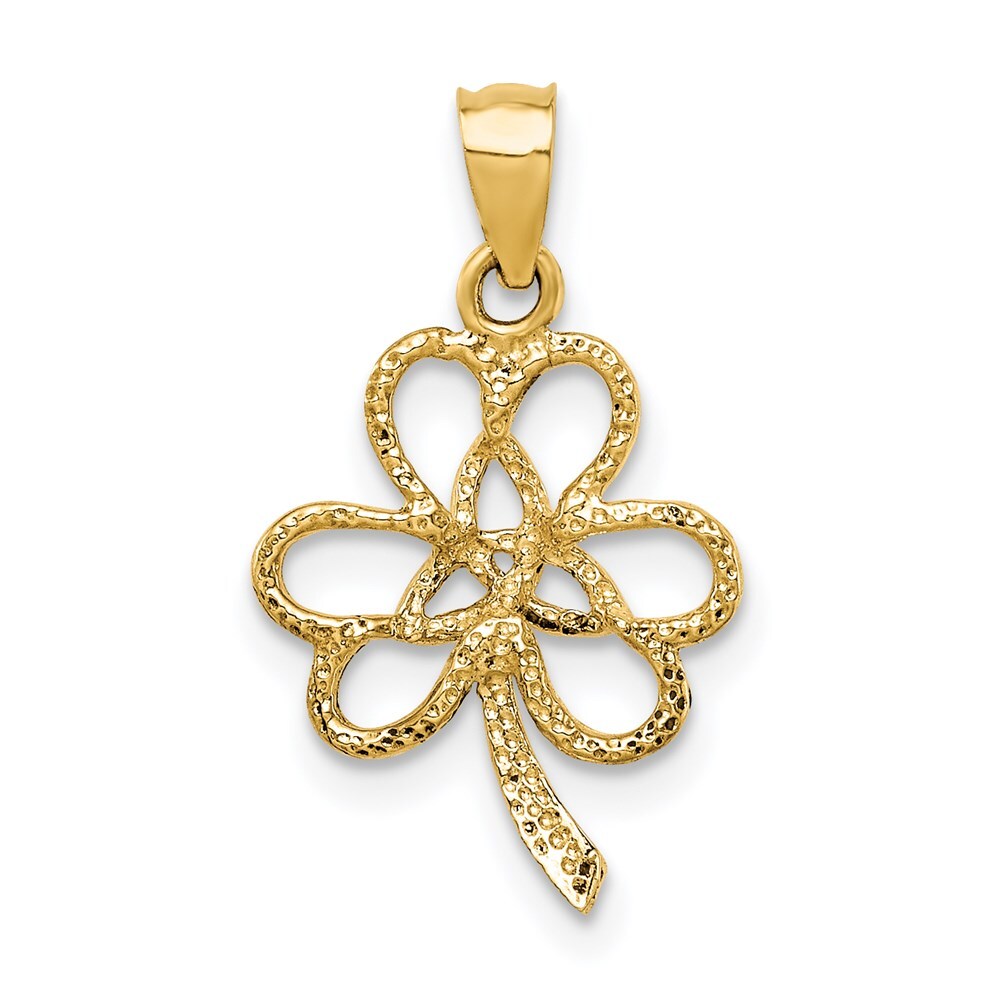 14k Yellow Gold Polished Trinity Clover Pendant for Women