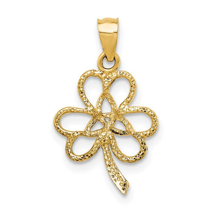14k Yellow Gold Polished Trinity Clover Pendant for Women
