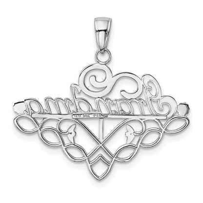 14k White Gold GRANDMA Birthstone Charm Pendant Holder Pendant for Women
