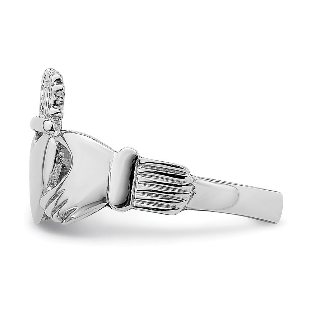 14k White Gold Polished Claddagh Ring Size 7