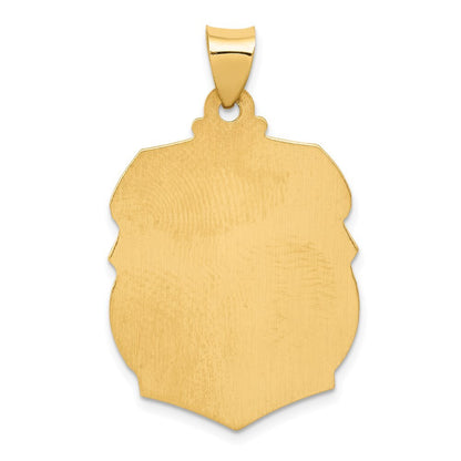 14k Yellow Gold Polished and Satin St. Michael Badge Medal Hollow Pendant