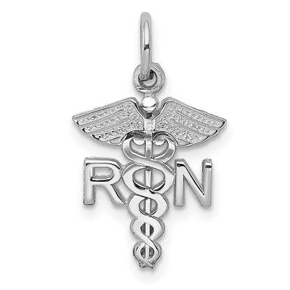 14k White Gold RN Charm Pendant for Women
