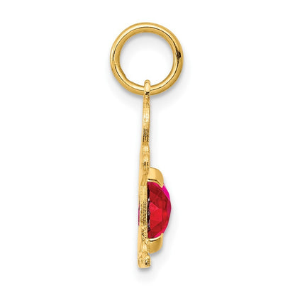 14k Yellow Gold Boy 6x4 Oval Genuine Ruby-July Pendant for Women