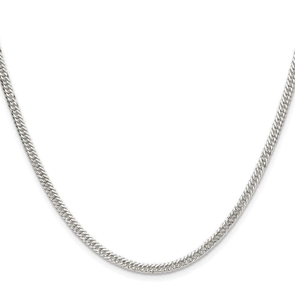 Sterling Silver Rhodium-plated 3.0mm Double Diamond-cut Curb Chain Necklace