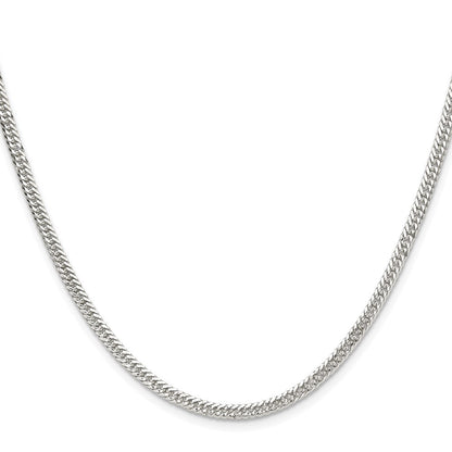 Sterling Silver Rhodium-plated 3.0mm Double Diamond-cut Curb Chain Necklace