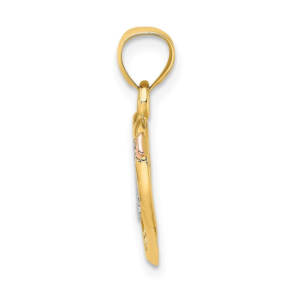 14k Yellow and Rose Gold with White Rhodium LOVE Heart with Arrow Charm