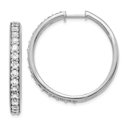 14k White Gold Diamond Hinged Hoop Earrings