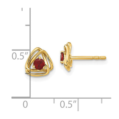 14k Yellow Gold Garnet Stud Earrings Gift for Women