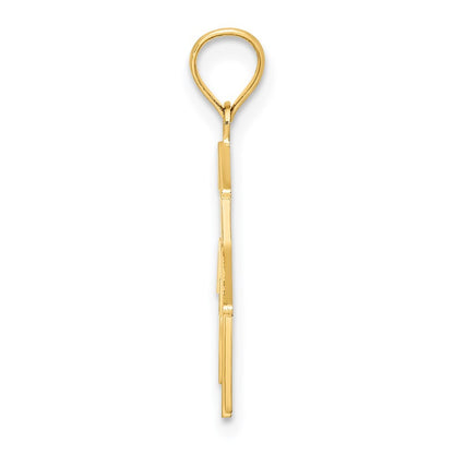 14k Yellow Gold Church  Cross On Door Charm Pendant for Women