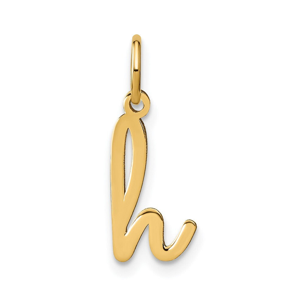 14k Yellow Gold Lower case Letter H Initial Charm Pendant for Women