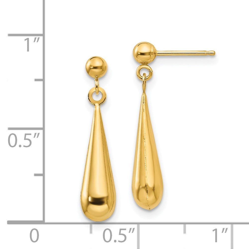 14k Yellow Gold Teardrop Dangle Earrings