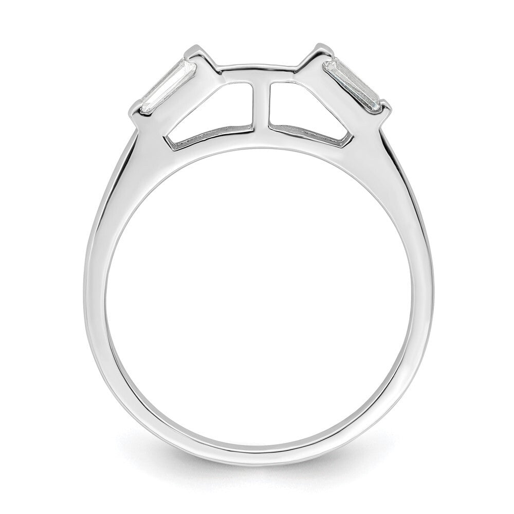 Sterling Silver Rhodium-plated CZ Two Piece Wedding Set Rings Size 6