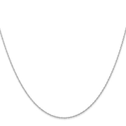 14K White Gold 24 inch Carded .6mm Cable Rope Chain Necklace