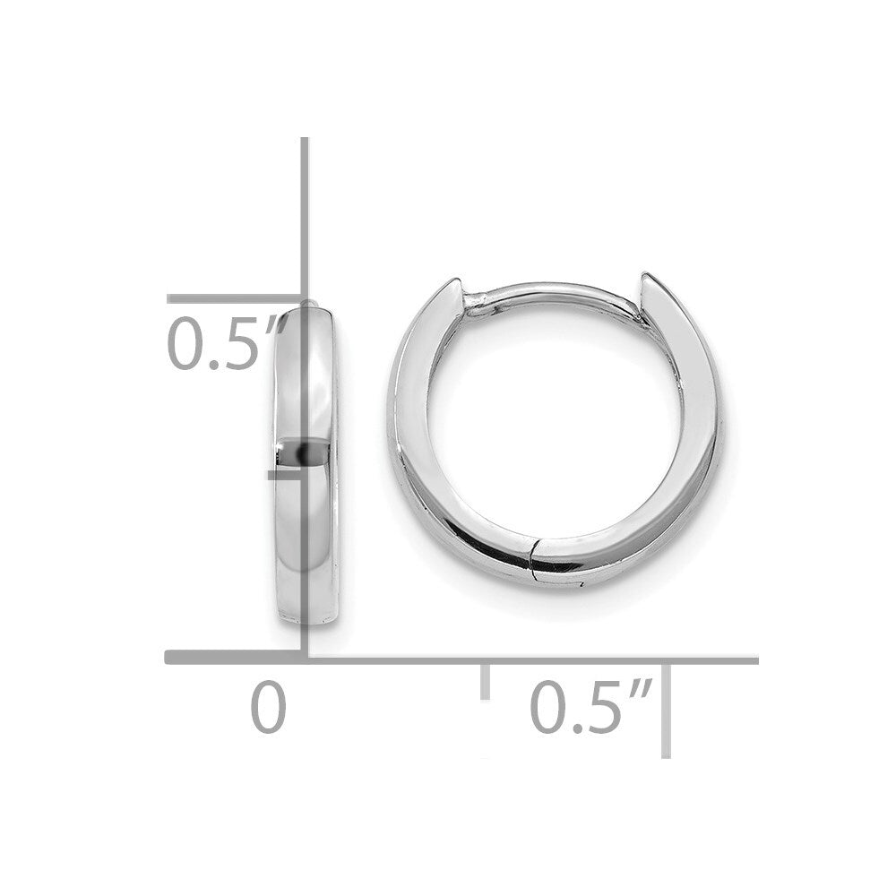 14k White Gold Round Hinged Hoop Earrings Gift for Women