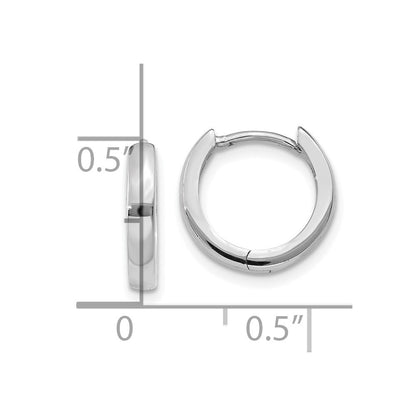 14k White Gold Round Hinged Hoop Earrings Gift for Women