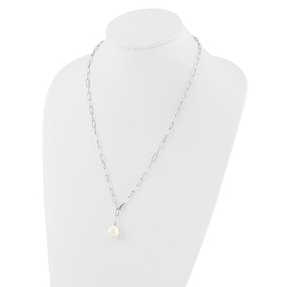 Sterling Silver 12-13mm Teardrop Cultured Pearl Adjustable Necklace 24"